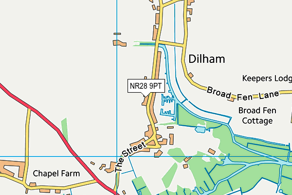 Dilham Playing Field map (NR28 9PT) - OS VectorMap District (Ordnance Survey)