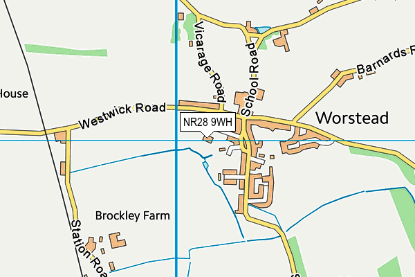 Worstead Playing Fields map (NR28 9WH) - OS VectorMap District (Ordnance Survey)