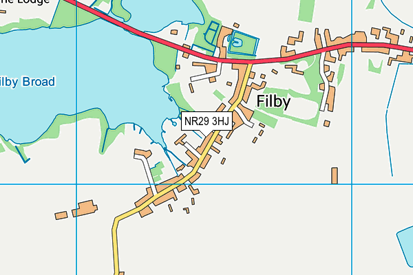 Filby Primary School map (NR29 3HJ) - OS VectorMap District (Ordnance Survey)