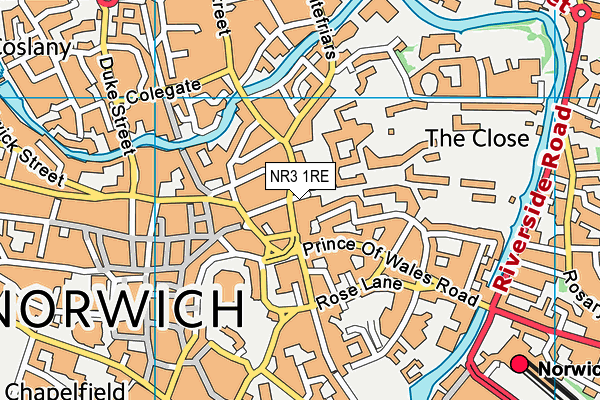 NR3 1RE map - OS VectorMap District (Ordnance Survey)