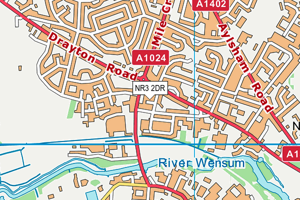 NR3 2DR map - OS VectorMap District (Ordnance Survey)