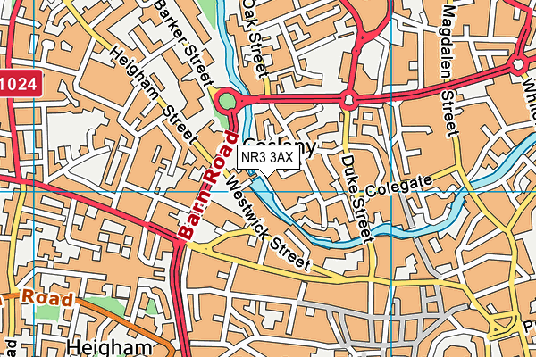 NR3 3AX map - OS VectorMap District (Ordnance Survey)