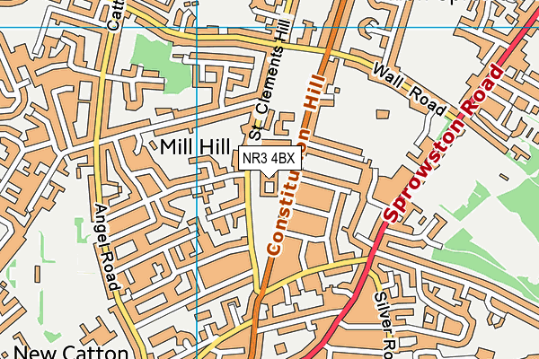 Sewell Park Academy map (NR3 4BX) - OS VectorMap District (Ordnance Survey)