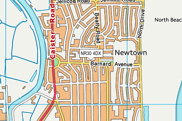 Great Yarmouth Charter Academy (Barnard Bridge Sports Ground) map (NR30 4DX) - OS VectorMap District (Ordnance Survey)