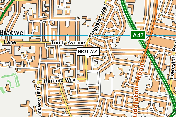 NR31 7AA map - OS VectorMap District (Ordnance Survey)