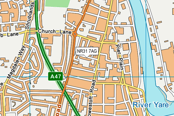 NR31 7AG map - OS VectorMap District (Ordnance Survey)