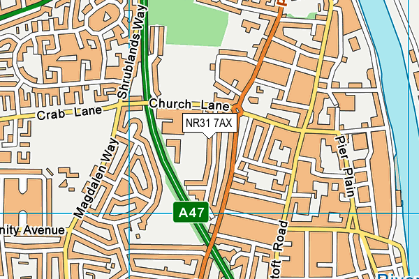 NR31 7AX map - OS VectorMap District (Ordnance Survey)