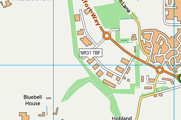 NR31 7BF map - OS VectorMap District (Ordnance Survey)