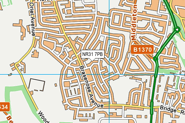 NR31 7PB map - OS VectorMap District (Ordnance Survey)