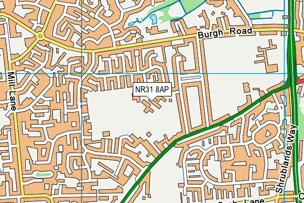 NR31 8AP map - OS VectorMap District (Ordnance Survey)