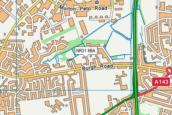 NR31 8BA map - OS VectorMap District (Ordnance Survey)