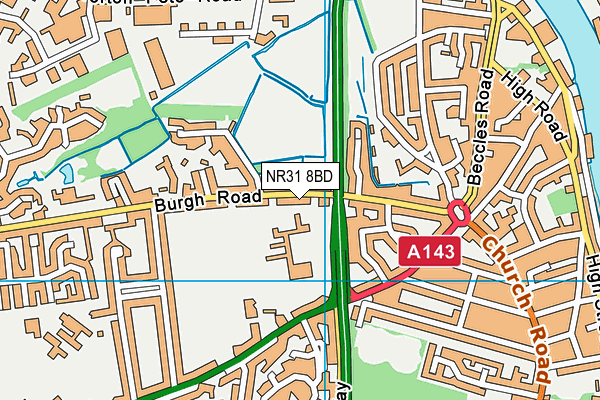 Wroughton Junior Academy map (NR31 8BD) - OS VectorMap District (Ordnance Survey)