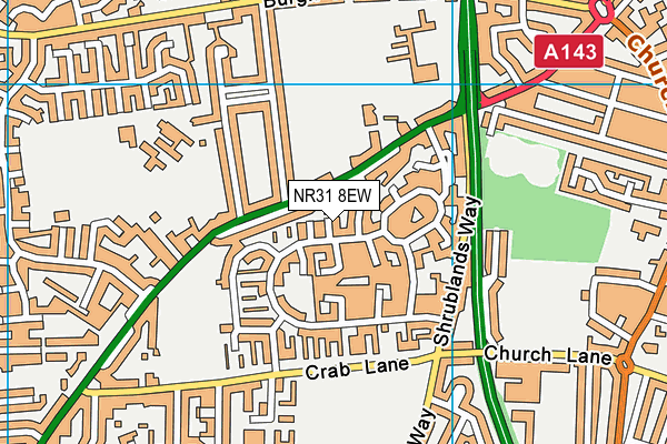 NR31 8EW map - OS VectorMap District (Ordnance Survey)