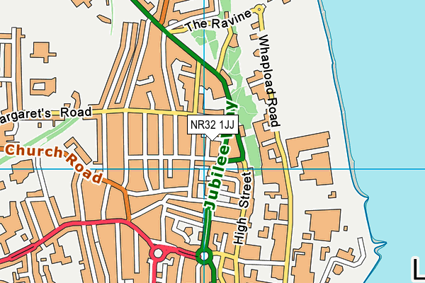 NR32 1JJ map - OS VectorMap District (Ordnance Survey)