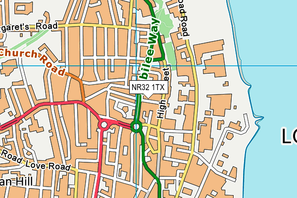 NR32 1TX map - OS VectorMap District (Ordnance Survey)