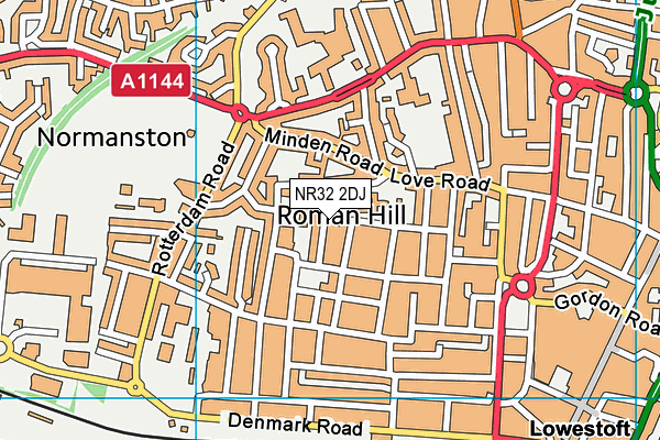 NR32 2DJ map - OS VectorMap District (Ordnance Survey)