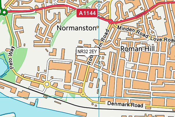 NR32 2EY map - OS VectorMap District (Ordnance Survey)