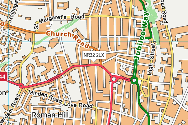 NR32 2LX map - OS VectorMap District (Ordnance Survey)