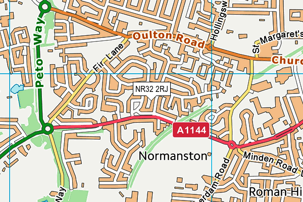 NR32 2RJ map - OS VectorMap District (Ordnance Survey)