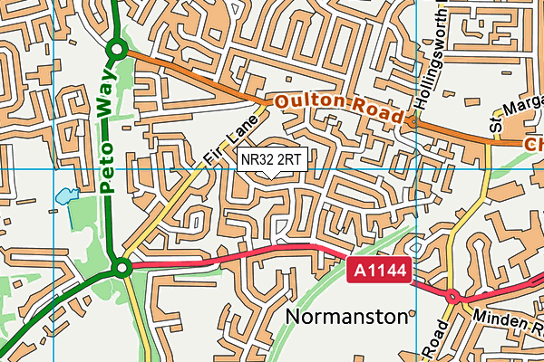 NR32 2RT map - OS VectorMap District (Ordnance Survey)