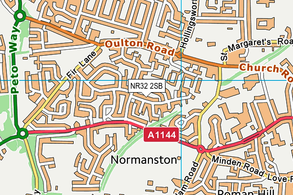 NR32 2SB map - OS VectorMap District (Ordnance Survey)