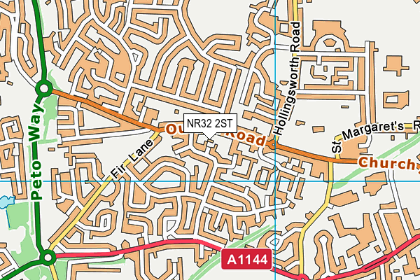 NR32 2ST map - OS VectorMap District (Ordnance Survey)
