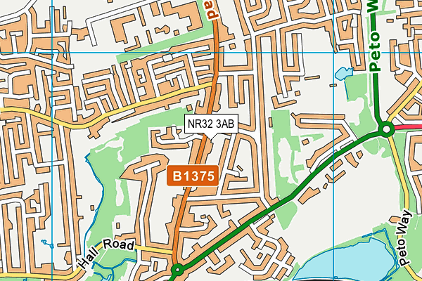 NR32 3AB map - OS VectorMap District (Ordnance Survey)