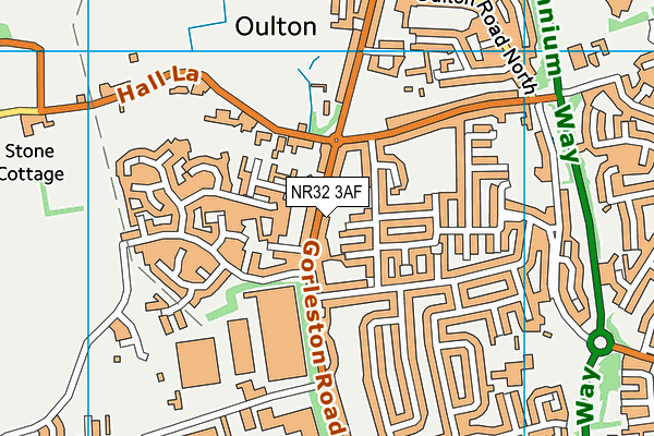 NR32 3AF map - OS VectorMap District (Ordnance Survey)