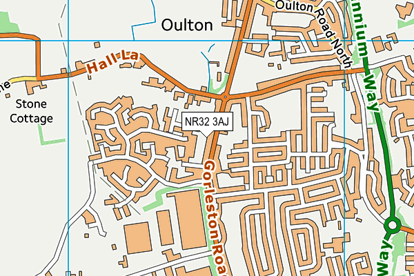 NR32 3AJ map - OS VectorMap District (Ordnance Survey)