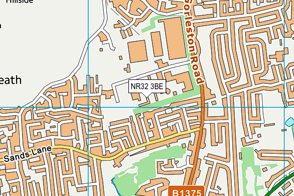NR32 3BE map - OS VectorMap District (Ordnance Survey)