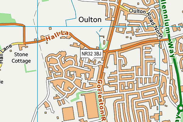 NR32 3BJ map - OS VectorMap District (Ordnance Survey)