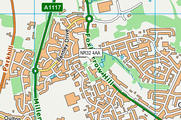 NR32 4AA map - OS VectorMap District (Ordnance Survey)