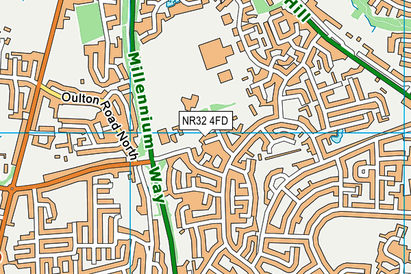 NR32 4FD map - OS VectorMap District (Ordnance Survey)