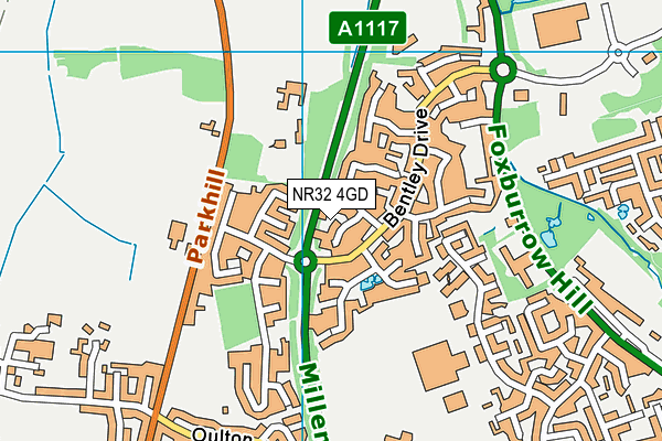 NR32 4GD map - OS VectorMap District (Ordnance Survey)