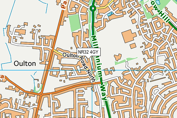 NR32 4GY map - OS VectorMap District (Ordnance Survey)