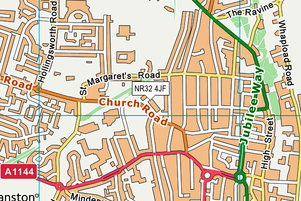 NR32 4JF map - OS VectorMap District (Ordnance Survey)
