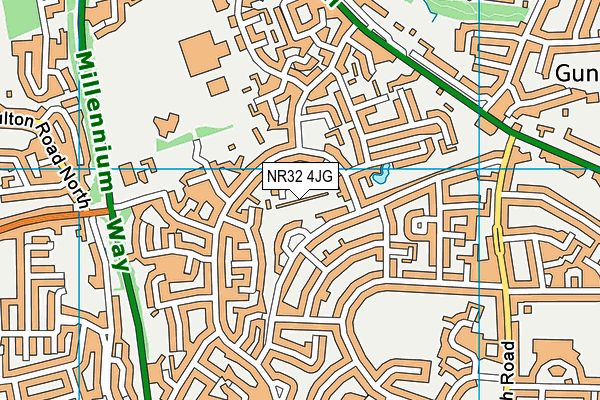 NR32 4JG map - OS VectorMap District (Ordnance Survey)