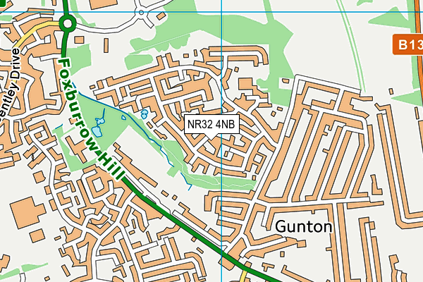 NR32 4NB map - OS VectorMap District (Ordnance Survey)