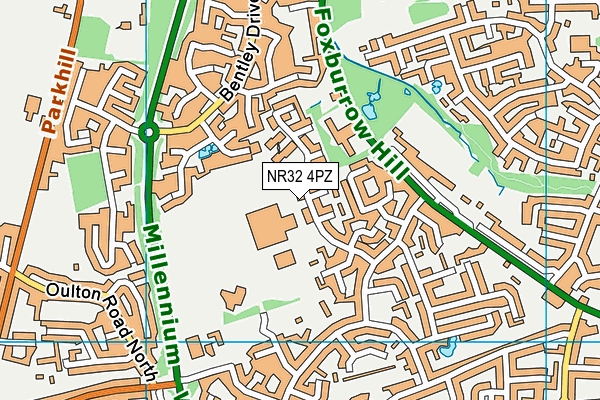 Benjamin Britten High School map (NR32 4PZ) - OS VectorMap District (Ordnance Survey)