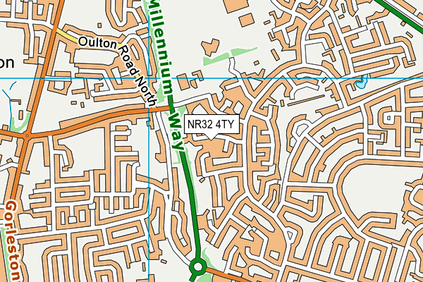 NR32 4TY map - OS VectorMap District (Ordnance Survey)