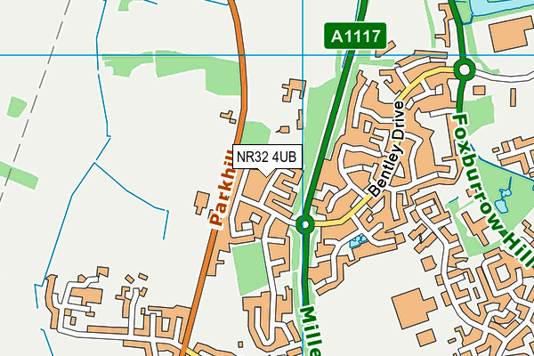 NR32 4UB map - OS VectorMap District (Ordnance Survey)