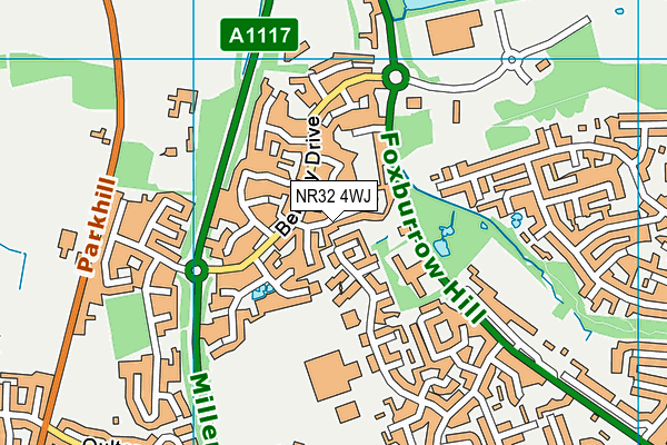 NR32 4WJ map - OS VectorMap District (Ordnance Survey)
