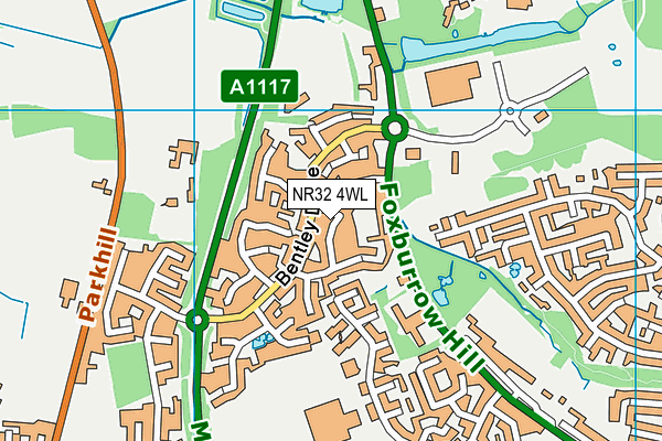NR32 4WL map - OS VectorMap District (Ordnance Survey)