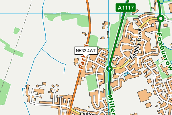 NR32 4WT map - OS VectorMap District (Ordnance Survey)