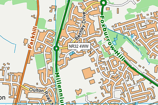 NR32 4WW map - OS VectorMap District (Ordnance Survey)