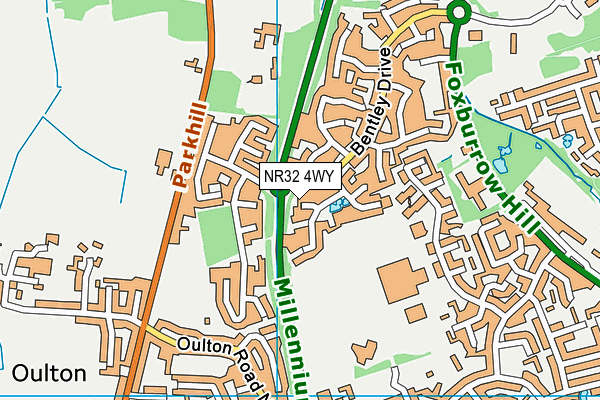 NR32 4WY map - OS VectorMap District (Ordnance Survey)