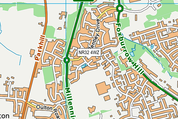 NR32 4WZ map - OS VectorMap District (Ordnance Survey)