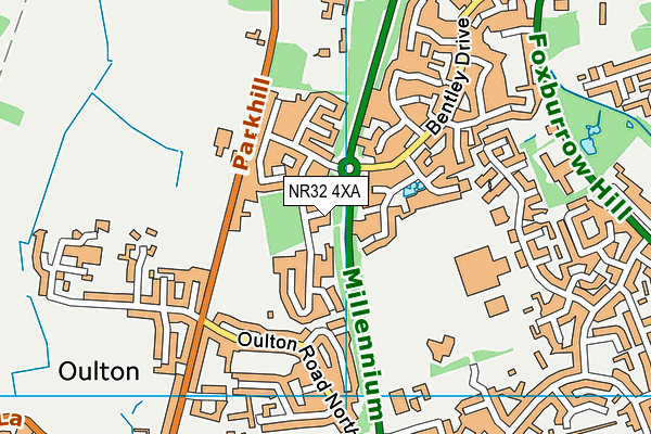 NR32 4XA map - OS VectorMap District (Ordnance Survey)