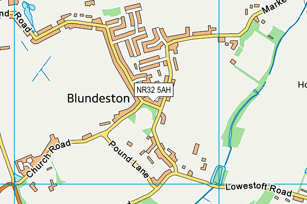 Blundeston Village Hall map (NR32 5AH) - OS VectorMap District (Ordnance Survey)