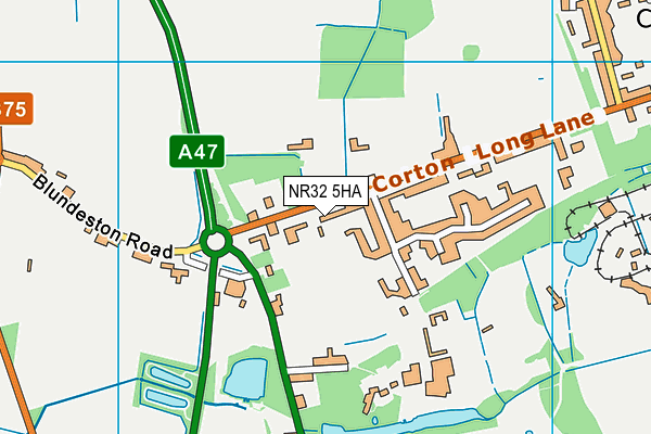 NR32 5HA map - OS VectorMap District (Ordnance Survey)